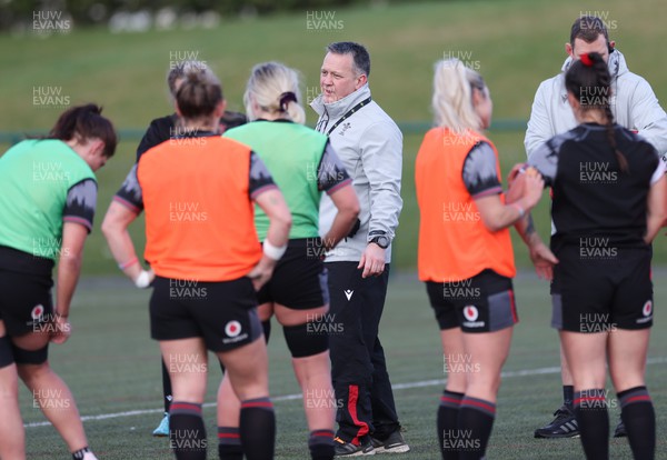 070323 - Wales Women Rugby Training Session - Attack coach Shaun Connor during training session