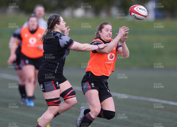 070323 - Wales Women Rugby Training Session - Gwen Crabb, left, and Lisa Neumann during training session