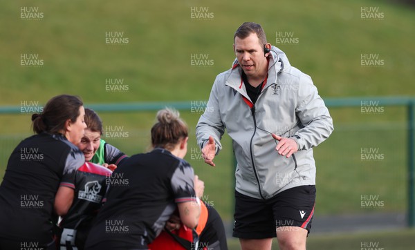 070323 - Wales Women Rugby Training Session - Head coach Ioan Cunningham during training session