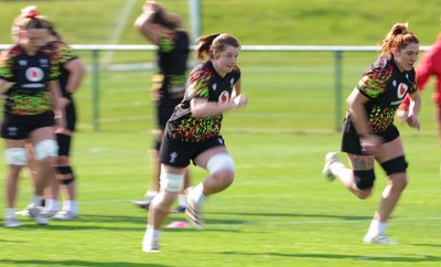 070426 - Wales Women Rugby Squad - Kate Williams and Georgia Evans during training session ahead of the opening Women’s 6 Nations match against Scotland