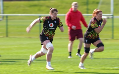 070426 - Wales Women Rugby Squad - Kate Williams and Georgia Evans during training session ahead of the opening Women’s 6 Nations match against Scotland