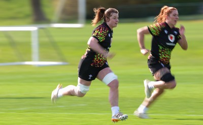 070426 - Wales Women Rugby Squad - Kate Williams and Georgia Evans during training session ahead of the opening Women’s 6 Nations match against Scotland