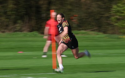 070426 - Wales Women Rugby Squad - Carys Cox during training session ahead of the opening Women’s 6 Nations match against Scotland