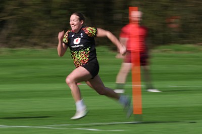 070426 - Wales Women Rugby Squad - Carys Cox during training session ahead of the opening Women’s 6 Nations match against Scotland