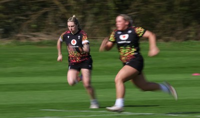 070426 - Wales Women Rugby Squad - Keira Bevan and Kelsie Webster during training session ahead of the opening Women’s 6 Nations match against Scotland