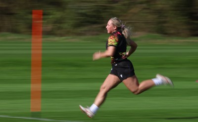 070426 - Wales Women Rugby Squad - Kelsie Webster during training session ahead of the opening Women’s 6 Nations match against Scotland