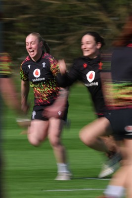 070426 - Wales Women Rugby Squad - Nikita Prothero and Jasmine Joyce during training session ahead of the opening Women’s 6 Nations match against Scotland