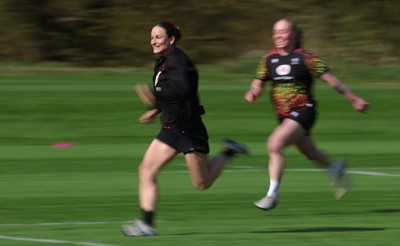 070426 - Wales Women Rugby Squad - Jasmine Joyce and Nikita Prothero during training session ahead of the opening Women’s 6 Nations match against Scotland