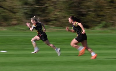 070426 - Wales Women Rugby Squad - Keira Bevan and Sian Jones during training session ahead of the opening Women’s 6 Nations match against Scotland