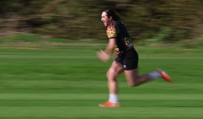 070426 - Wales Women Rugby Squad - Courtney Keight during training session ahead of the opening Women’s 6 Nations match against Scotland