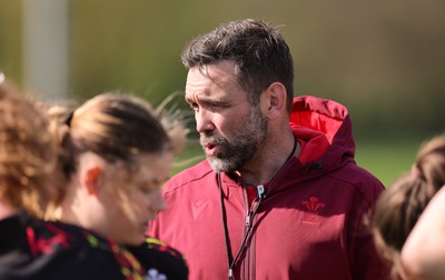 070426 - Wales Women Rugby Squad - Steve Salvin, Wales Women interim forwards coach, during training session ahead of the opening Women’s 6 Nations match against Scotland
