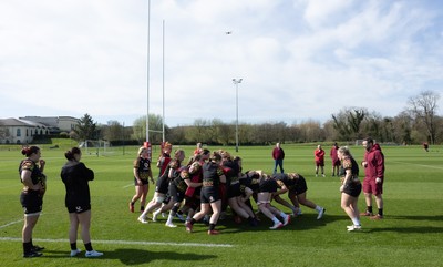 070426 - Wales Women Rugby Squad - The Wales team during training session ahead of the opening Women’s 6 Nations match against Scotland