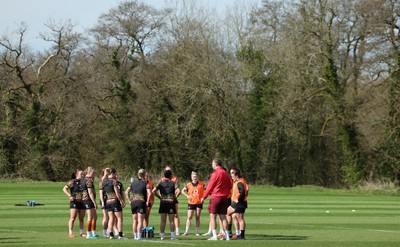 070426 - Wales Women Rugby Squad - The Wales team during training session ahead of the opening Women’s 6 Nations match against Scotland