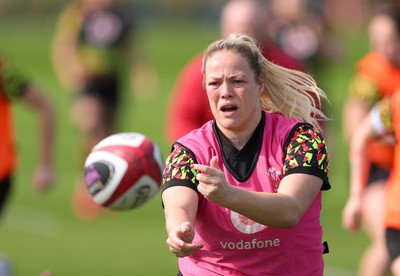 070426 - Wales Women Rugby Squad - Kelsey Jones during training session ahead of the opening Women’s 6 Nations match against Scotland