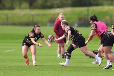 070426 - Wales Women Rugby Squad - Sian Jones and Donna Rose during training session ahead of the opening Women’s 6 Nations match against Scotland