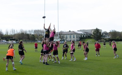 070426 - Wales Women Rugby Squad - The Wales team during training session ahead of the opening Women’s 6 Nations match against Scotland