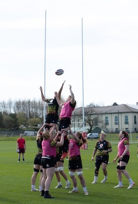 070426 - Wales Women Rugby Squad - The Wales team during training session ahead of the opening Women’s 6 Nations match against Scotland