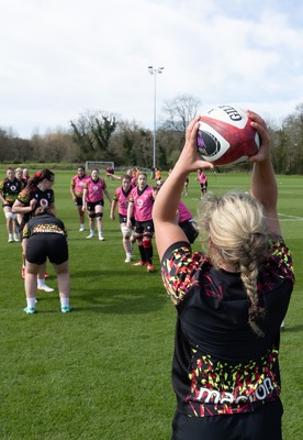070426 - Wales Women Rugby Squad - The Wales team during training session ahead of the opening Women’s 6 Nations match against Scotland