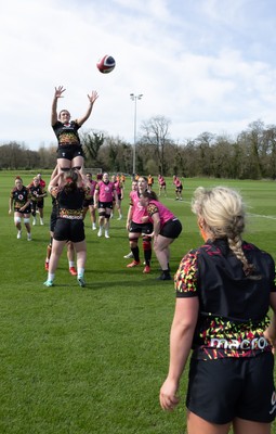 070426 - Wales Women Rugby Squad - The Wales team during training session ahead of the opening Women’s 6 Nations match against Scotland