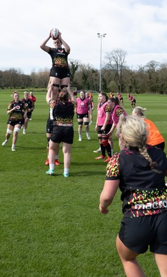 070426 - Wales Women Rugby Squad - The Wales team during training session ahead of the opening Women’s 6 Nations match against Scotland