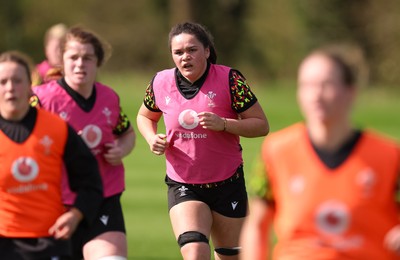 070426 - Wales Women Rugby Squad - Jorja Aiono during training session ahead of the opening Women’s 6 Nations match against Scotland