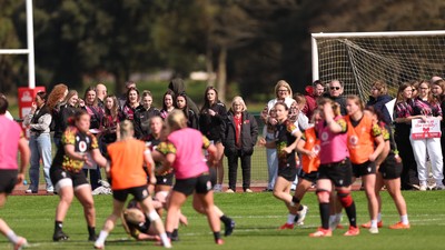 070426 - Wales Women Rugby Squad - Competition winners watch the Wales Women training session ahead of the opening Women’s 6 Nations match against Scotland