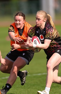 070426 - Wales Women Rugby Squad - Lleucu George and Catherine Richards during training session ahead of the opening Women’s 6 Nations match against Scotland