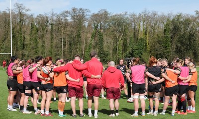 070426 - Wales Women Rugby Squad - The Wales squad during training session ahead of the opening Women’s 6 Nations match against Scotland