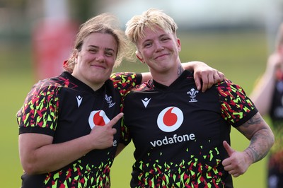 070426 - Wales Women Rugby Squad - Carys Phillips and Donna Rose during training session ahead of the opening Women’s 6 Nations match against Scotland