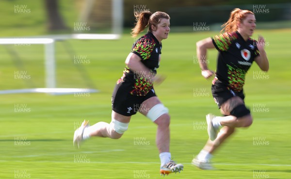 070426 - Wales Women Rugby Squad - Kate Williams and Georgia Evans during training session ahead of the opening Women’s 6 Nations match against Scotland