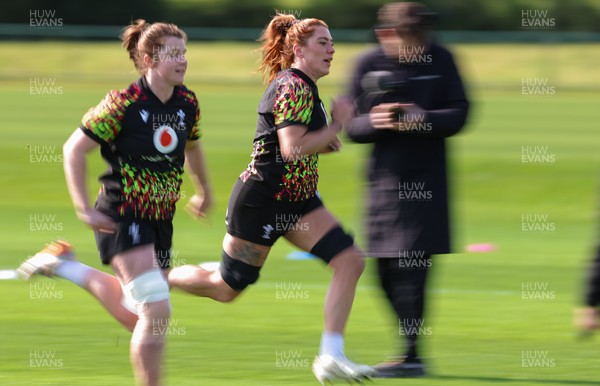 070426 - Wales Women Rugby Squad - Kate Williams and Georgia Evans during training session ahead of the opening Women’s 6 Nations match against Scotland