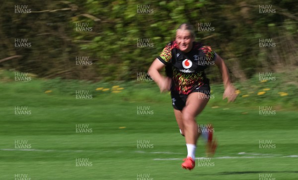 070426 - Wales Women Rugby Squad - Seren Singleton during training session ahead of the opening Women’s 6 Nations match against Scotland