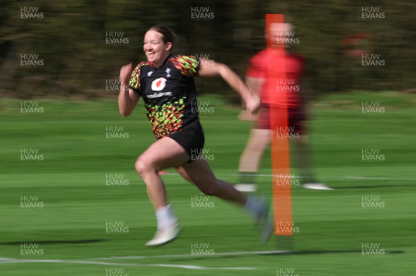 070426 - Wales Women Rugby Squad - Carys Cox during training session ahead of the opening Women’s 6 Nations match against Scotland