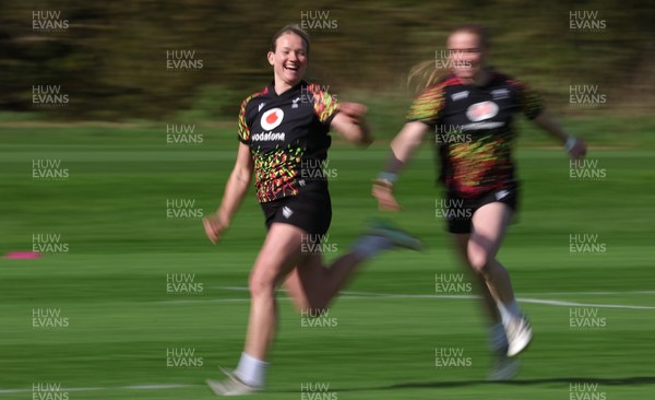 070426 - Wales Women Rugby Squad - Carys Cox during training session ahead of the opening Women’s 6 Nations match against Scotland