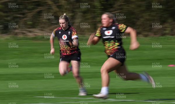 070426 - Wales Women Rugby Squad - Keira Bevan and Kelsie Webster during training session ahead of the opening Women’s 6 Nations match against Scotland