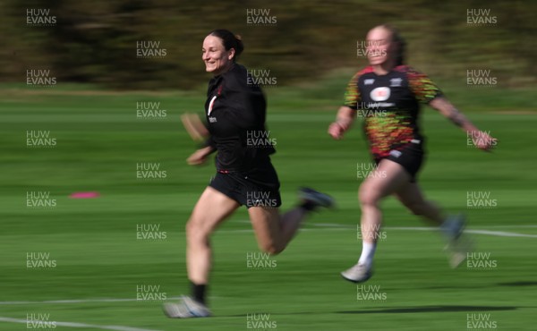 070426 - Wales Women Rugby Squad - Jasmine Joyce and Nikita Prothero during training session ahead of the opening Women’s 6 Nations match against Scotland