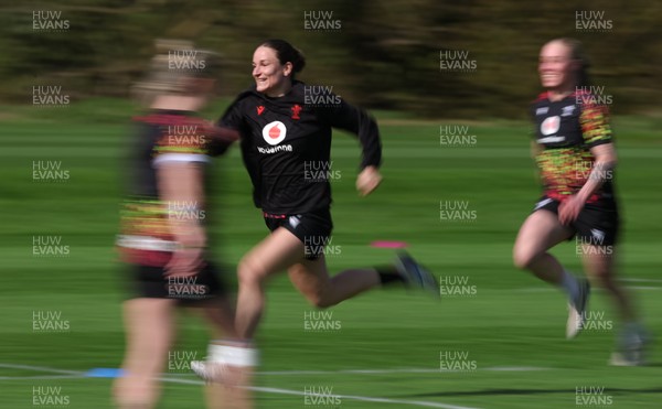 070426 - Wales Women Rugby Squad - Jasmine Joyce and Nikita Prothero during training session ahead of the opening Women’s 6 Nations match against Scotland