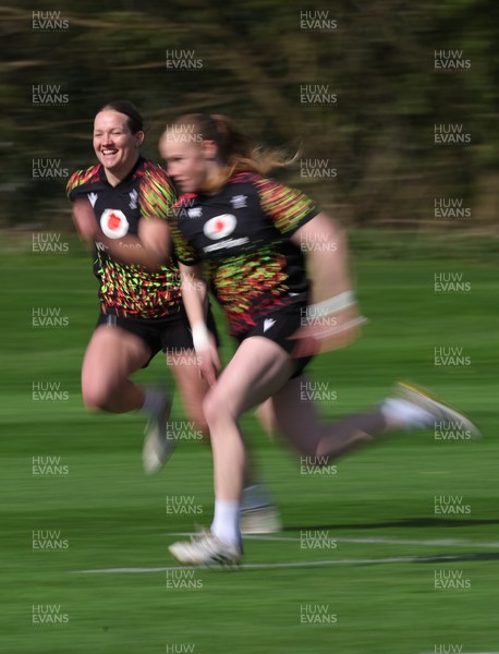 070426 - Wales Women Rugby Squad - Carys Cox during training session ahead of the opening Women’s 6 Nations match against Scotland