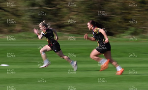 070426 - Wales Women Rugby Squad - Keira Bevan and Sian Jones during training session ahead of the opening Women’s 6 Nations match against Scotland