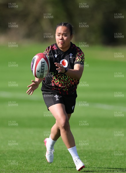 070426 - Wales Women Rugby Squad - Jenna De Vera during training session ahead of the opening Women’s 6 Nations match against Scotland