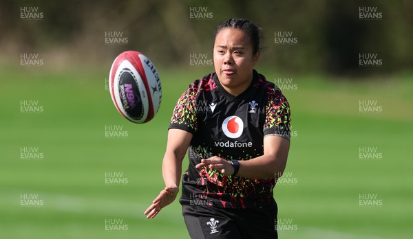 070426 - Wales Women Rugby Squad - Jenna De Vera during training session ahead of the opening Women’s 6 Nations match against Scotland