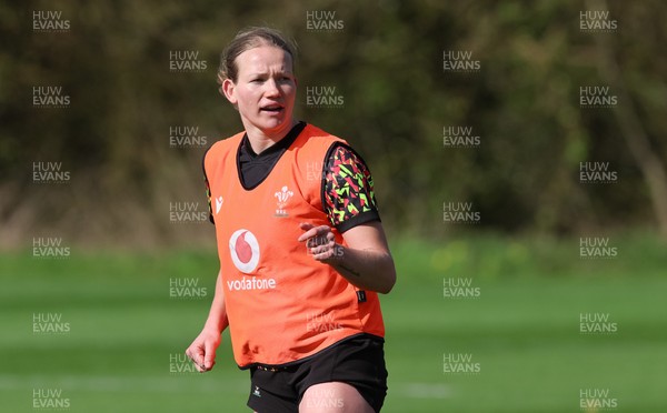 070426 - Wales Women Rugby Squad - Carys Cox during training session ahead of the opening Women’s 6 Nations match against Scotland