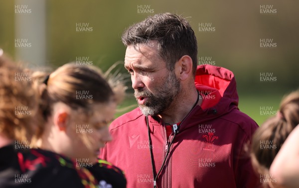 070426 - Wales Women Rugby Squad - Steve Salvin, Wales Women interim forwards coach, during training session ahead of the opening Women’s 6 Nations match against Scotland