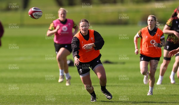 070426 - Wales Women Rugby Squad - Lleucu George during training session ahead of the opening Women’s 6 Nations match against Scotland