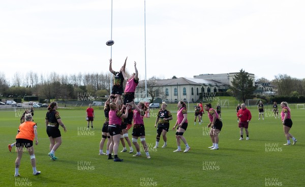 070426 - Wales Women Rugby Squad - The Wales team during training session ahead of the opening Women’s 6 Nations match against Scotland