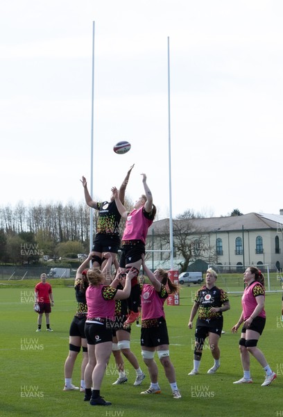 070426 - Wales Women Rugby Squad - The Wales team during training session ahead of the opening Women’s 6 Nations match against Scotland
