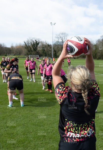 070426 - Wales Women Rugby Squad - The Wales team during training session ahead of the opening Women’s 6 Nations match against Scotland