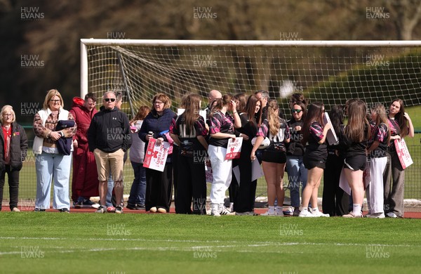 070426 - Wales Women Rugby Squad - Competition winners watch the Wales Women training session ahead of the opening Women’s 6 Nations match against Scotland