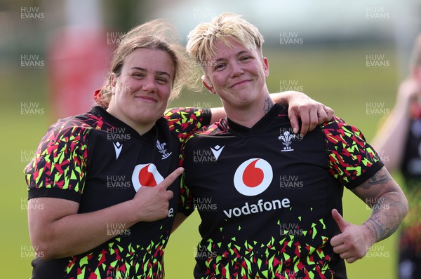070426 - Wales Women Rugby Squad - Carys Phillips and Donna Rose during training session ahead of the opening Women’s 6 Nations match against Scotland