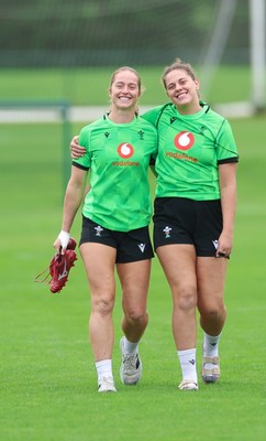 071026 Wales Women Rugby Training - Lisa Neumann and Natalia John during a rugby training session ahead of the WXV matches in Japan